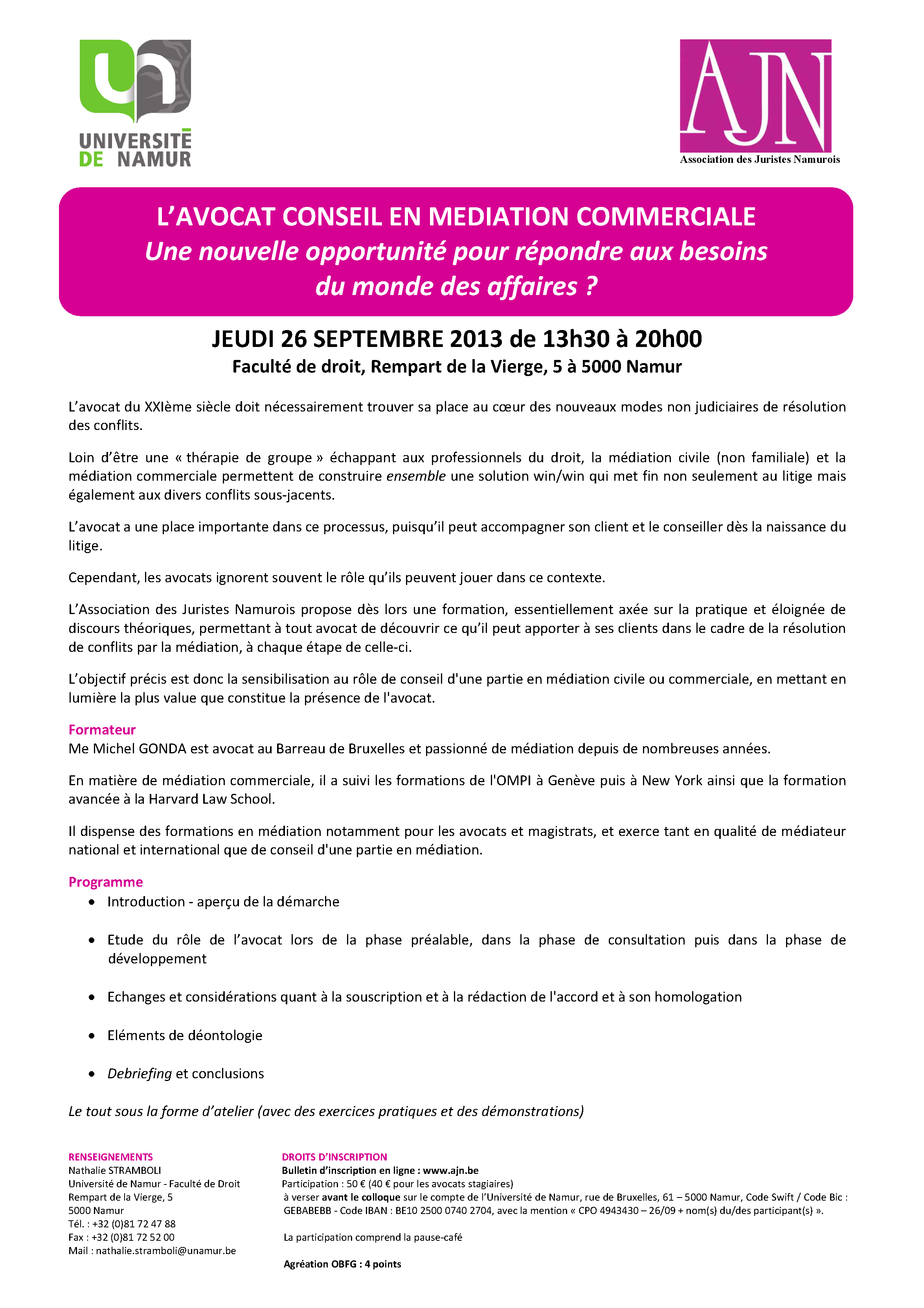 Programme et informations pratiques