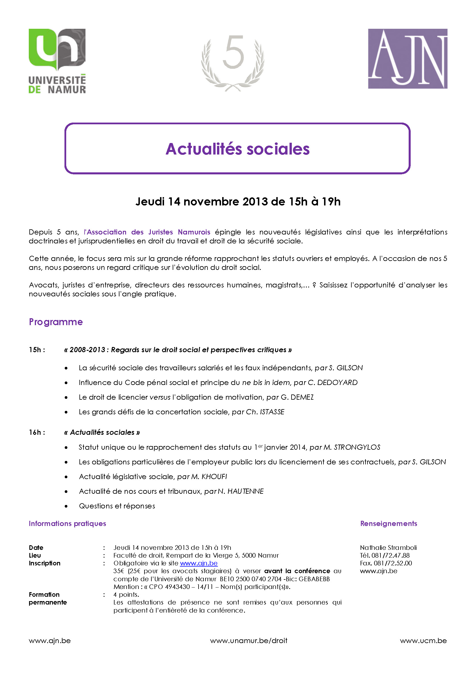 Programme et informations pratiques