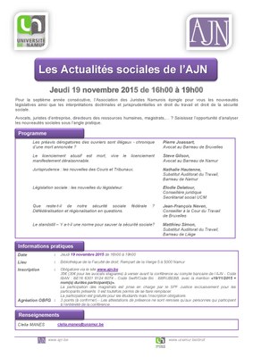 Affiche - Les Actualités sociales de l'AJN - 19/11/2015