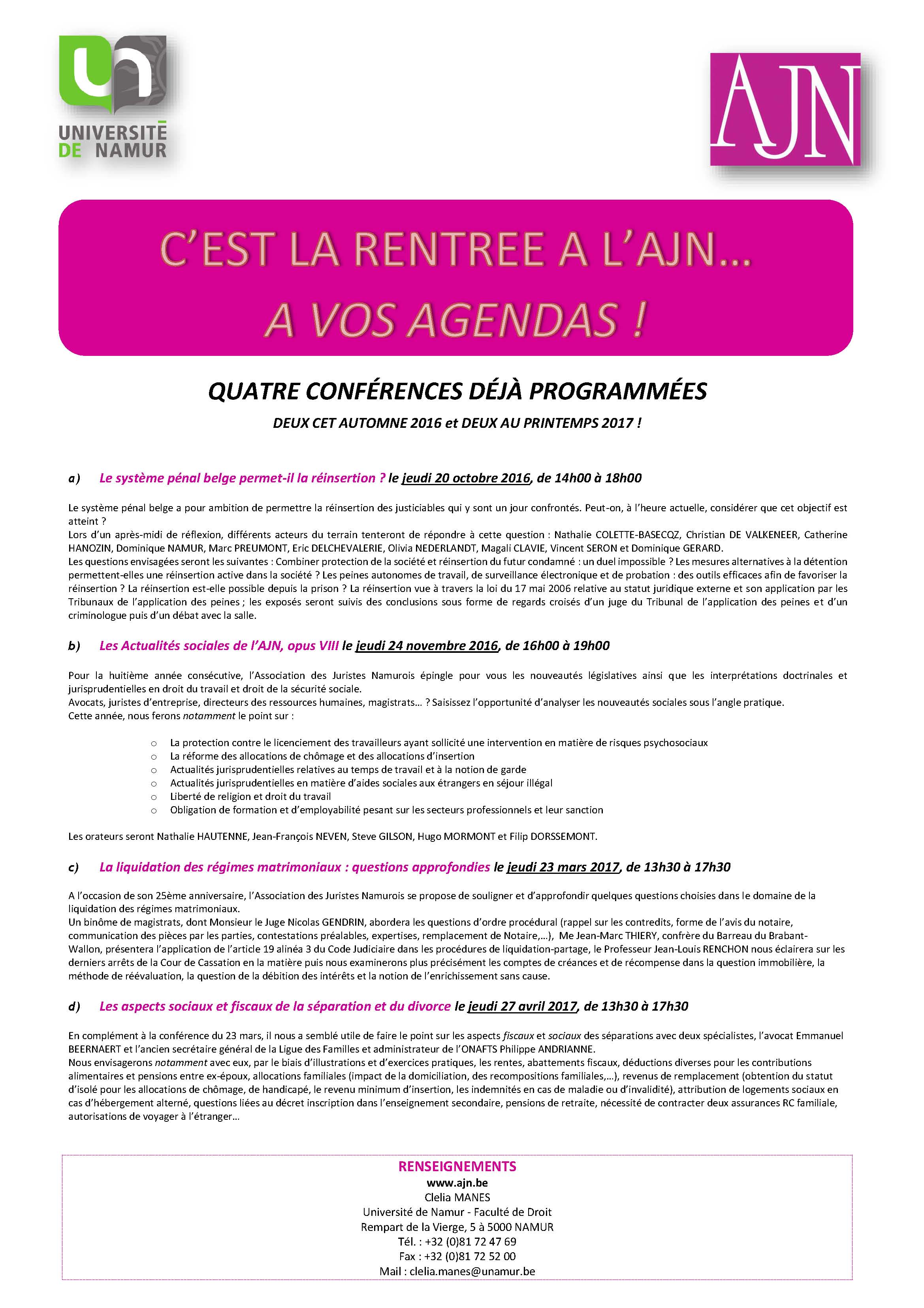 Affiche - Les quatre conférences de l'année 2016-2017
